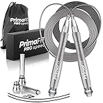 PrimaFIT Jump Rope Pro Speed Skipping Rope Adjustable Adult Jumping Rope Weighted Aluminium Handles for Double Dutch Boxing Workout Crossfit Exercise Fitness Spare Cable Weights Protectors Carry Bag