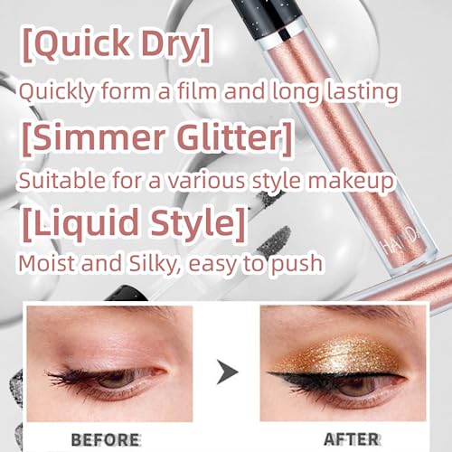 Onarisae Glitter Eyeshadow Shimmer Long Lasting Effect Shiny Pigment Eyeshadow Glow Eye Makeup (Light Brown) #TOP1