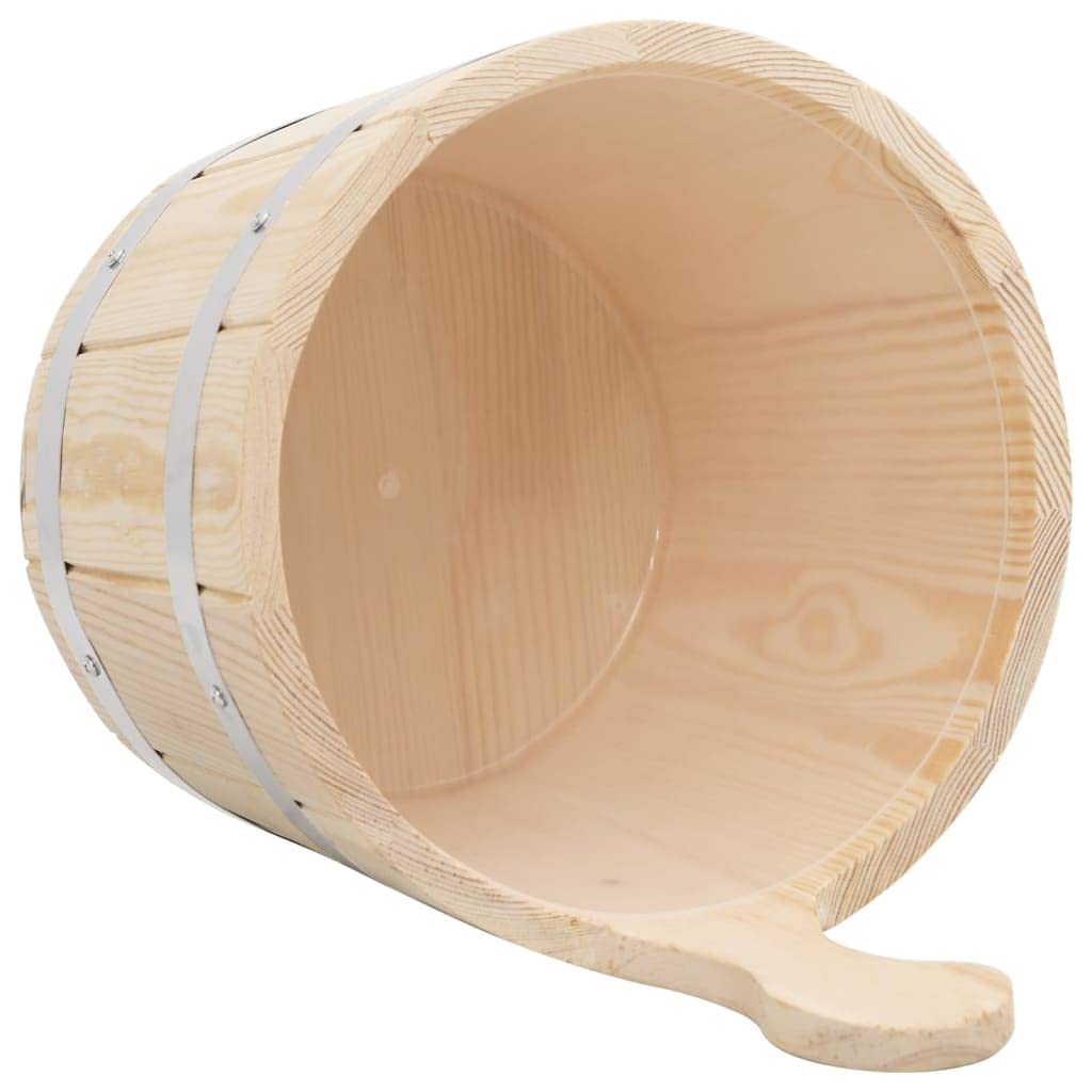 vidaXL Set de Cubeta y Cucharón para Sauna SPA Accesorio Juego Cubo Barril Vapor Baño Mango Relajante Recipiente Madera Maciza de Pino