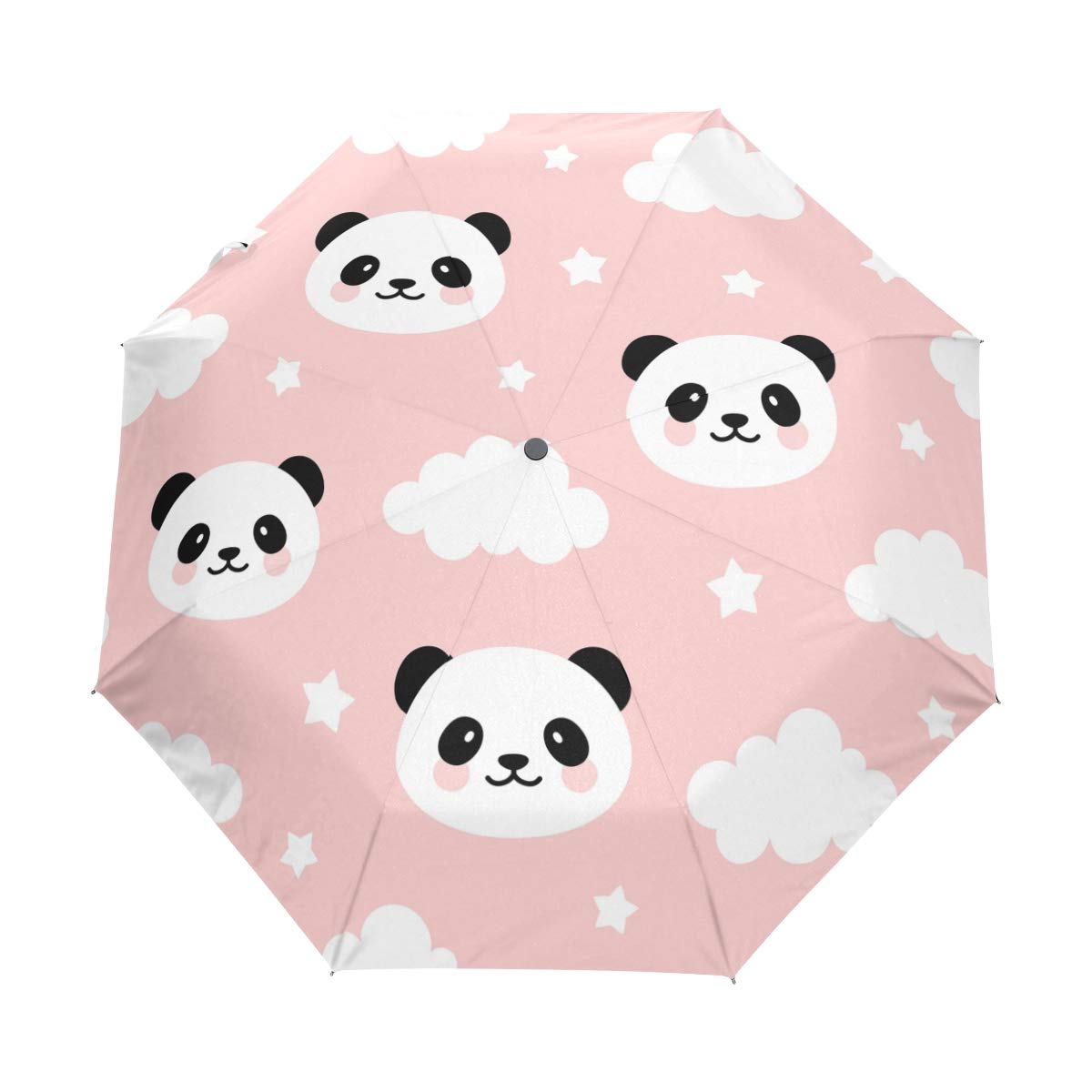 JeansameCute Animals Pandas Folding Compact Umbrella Automatic Sun Rain Umbrellas for Women Men Kid Boy Girl
