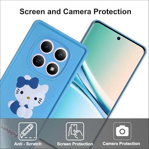 Image of SBMS Silicone Back Cover Case for Redmi Note 15 5G / Poco M8 5G | Cute Fun 3D Happy Kitty Design Silicone Case | Camera Protection Bump | Shockproof Back Cover Case for Poco M8 5G (Sky Blue)