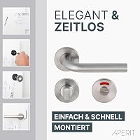 Aperit Rozsdamentes Acél Ajtókilincs Pár WC Zárral - Matt Ezüst L Modell Fürdőszobai Beltéri Ajtókhoz, Szerelési Kellékekkel 5