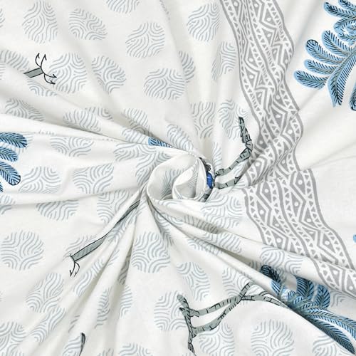 Image of BLOCKS OF INDIA Hand Block Printed 200 TC Cotton Super King Size Bedsheet(106 x 106) (Grey Tree)