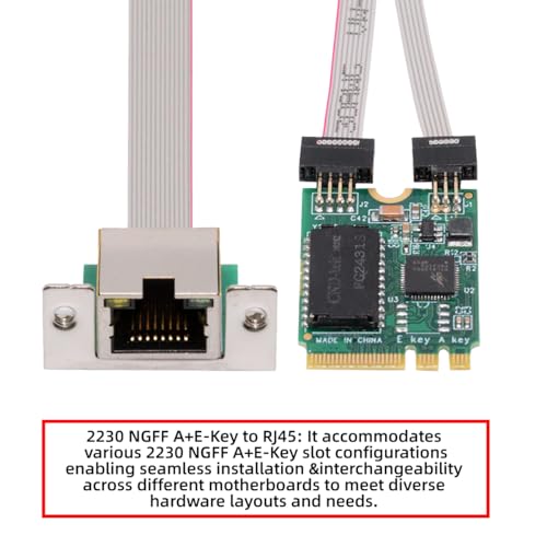 Adaptador de red Ethernet LAN de 2500 Mbps (2,5 Gbps) para placa base de escritorio: NGFF A+E-Key a RJ45 miniatura 2