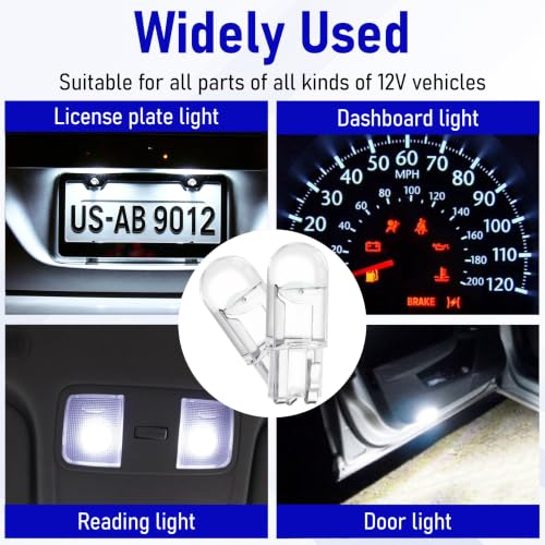 Image of ecocstm 30 PCS Car 194 LED Bulbs, 168 2825 W5W T10 Wedge COB LED Replacement Bulb, Error Free Interior Bulb for Dashboard Light, Dome Lights (Blue)