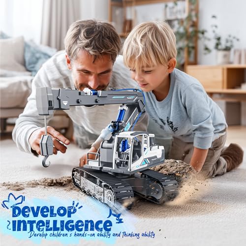 Image of Hydraulic Crane Truck STEM Building Toy, 134 Pcs Engineering Kit for Kids | DIY Construction Kit, Hydraulic Robot Arm, No Battery Required, Mechanical Learning, Assembly Toy, STEM Engineering Activity