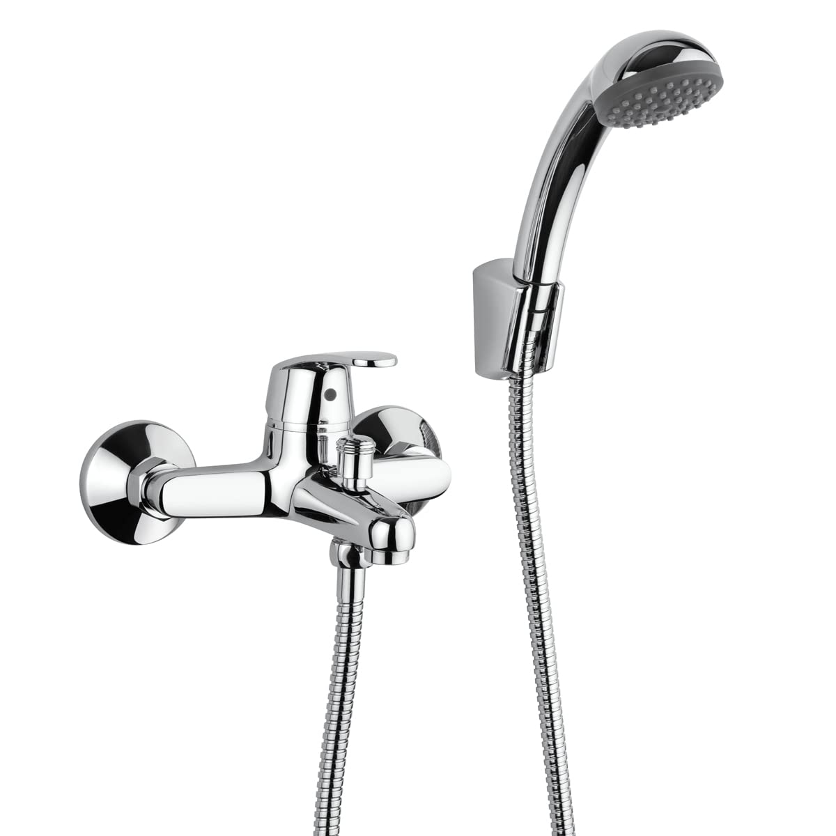 Yellowshop - Miscelatore bagno completo rubinetteria Ofelia lavabo bidet vasca e doccia incasso ed esterno in ottone cromato flessibile inox piletta Made in Italy (Gruppo vasca)