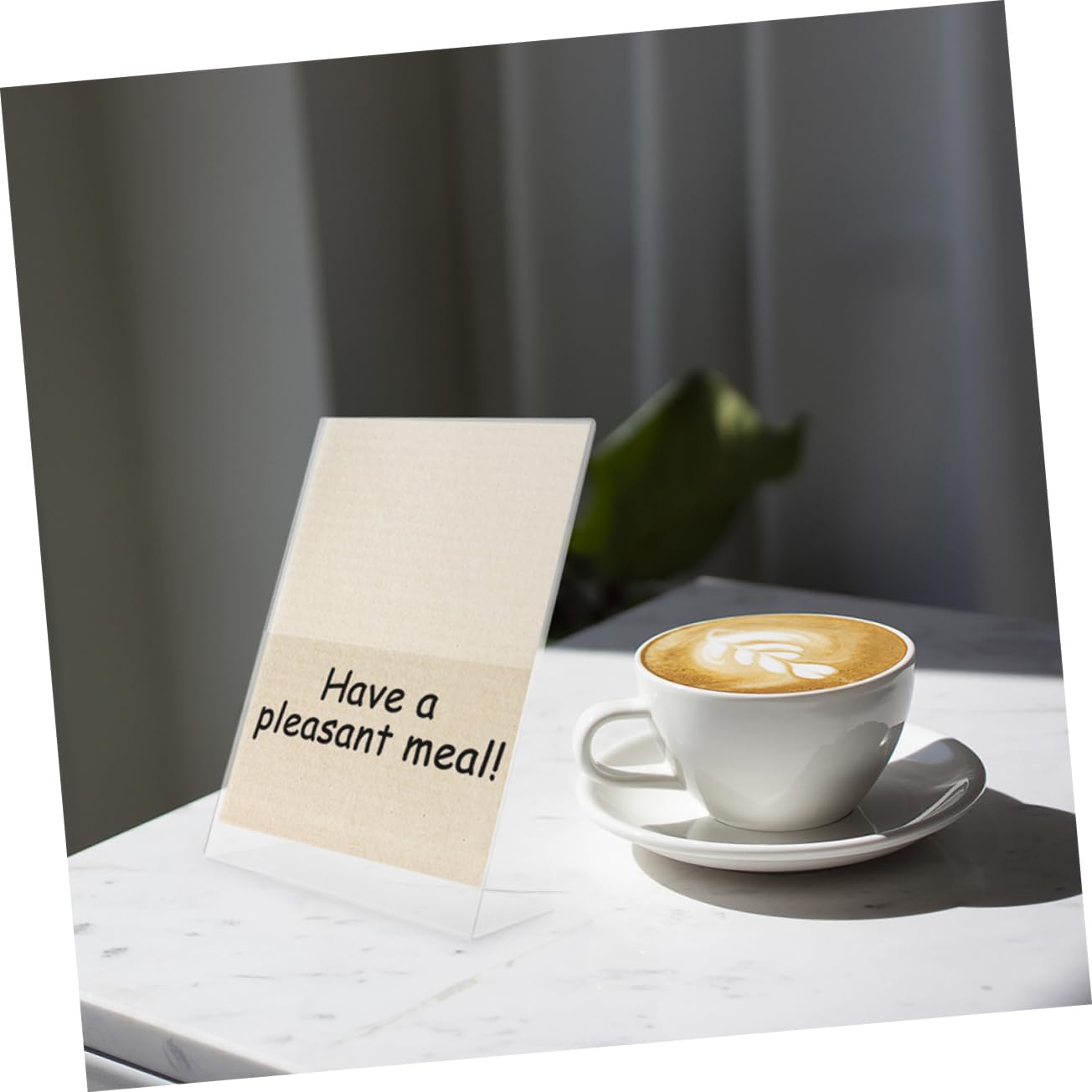 KICHOUSE 2pcs Tabletop Sign Holder Slanted Clear Display Stand for Menu and Cards Elegant Table Card Display for Restaurants Retail and Events