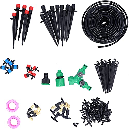 Respicefinem de riego de jardín de 25 m Kit de equipo de riego por microgoteo para riego eficiente de plantas en huertos, céspedes y terrazas con boquillas ajustables