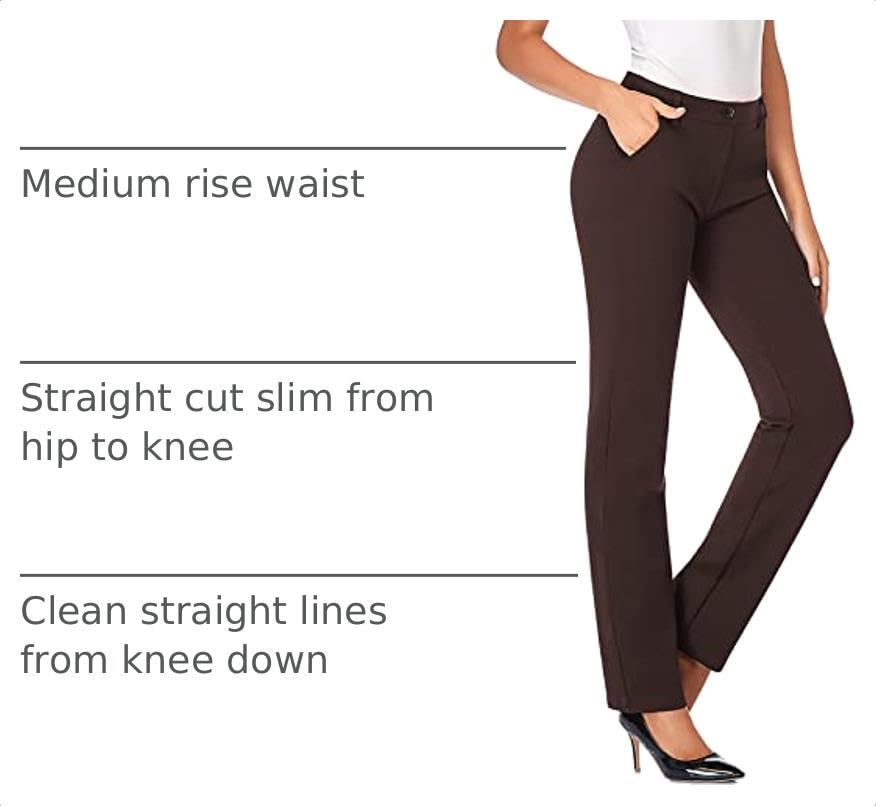 Image of Tapata Women's 28'' /30'' /32'' /34'' Stretchy Straight Dress Pants with Pockets Tall, Petite, Regular for Office Work Business