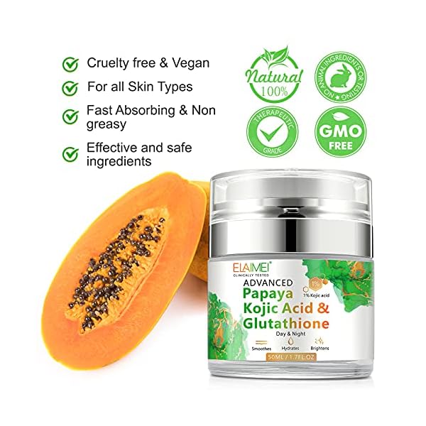 Papaya-Kojic-Acid-Glutathione-Cream-Natural-Skin-Nourishing-Resurfacing-Fade-Cream-Brighting-Dark-Spots-Acne-Scars-Intensively-Hydrating-Soothing-Provide-Elastic-and-Youthful-Skin Papaya Kojic Acid Glutathione Cream, Natural Skin Nourishing Resurfacing Fade Cream, Brighting Dark Spots, Acne Scars, Intensively Hydrating, Soothing, Provide Elastic and Youthful Skin