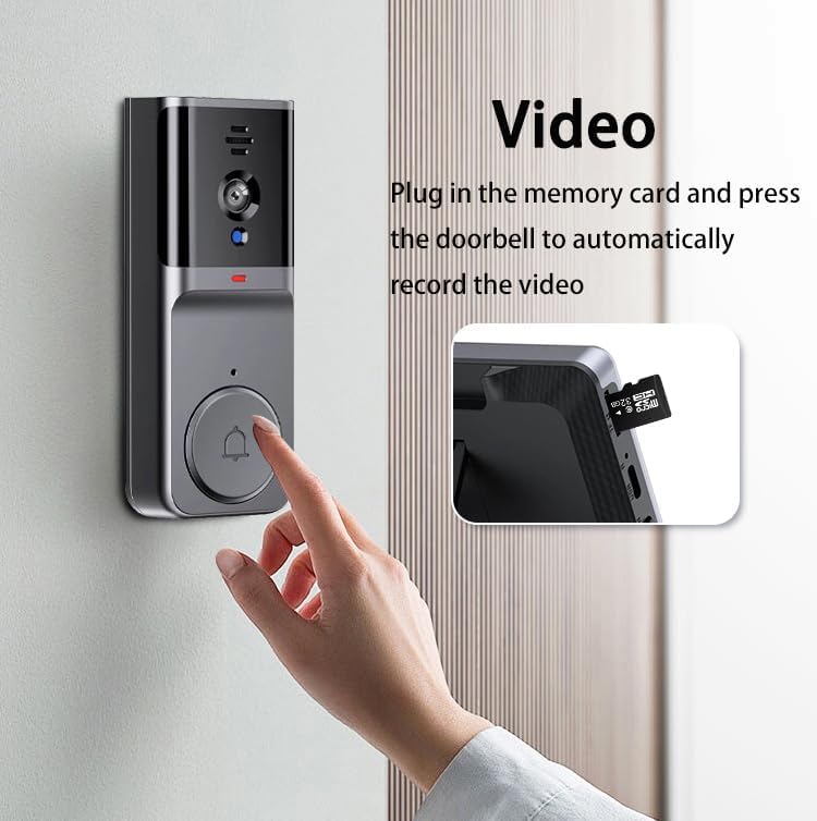 Miniatura 5 de Timbre de puerta inalámbrico sin suscripción, video timbre, portero bidireccional, video 1080P, pantalla de 4.3 pulgadas, ángulo de 120, sin