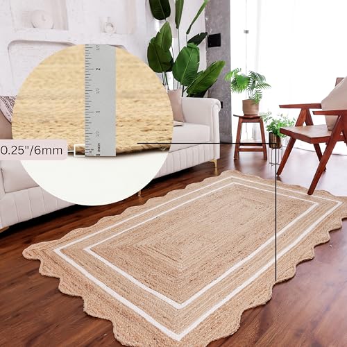 Tapete decorativo de yute natural 2'x4' estilo boho miniatura 7