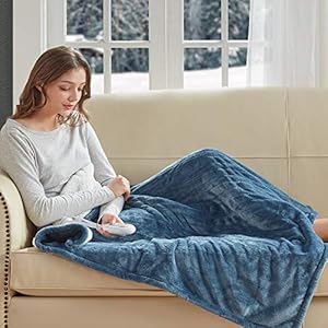 Degrees of Comfort Plush Sherpa Electric Heated Throw Blanket for Winter, Blue 50” X 60” |Washable | Auto Shut Off | 3…