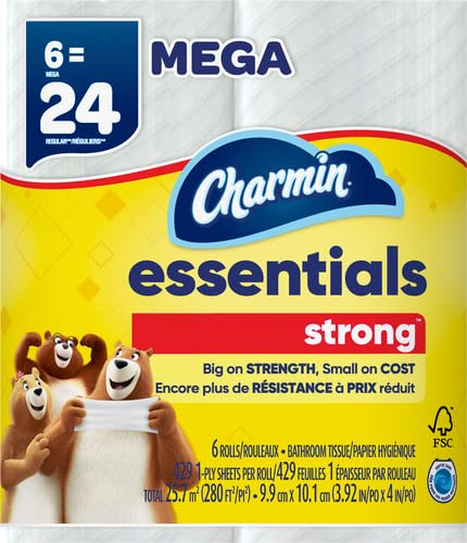 Image of Charmin Essentials Strong Toilet Paper, 6 Rolls (429 Sheets) (Pack of 3)