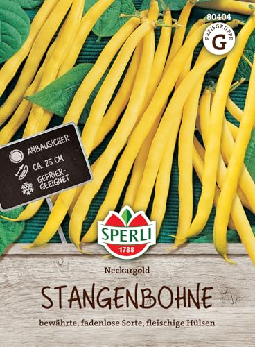 80404 Sperli Premium Stangenbohnen Samen Neckargold | Ertragreich | Zartfleischig | Stangenbohnen Samen ohne Fäden | Stangenbohnen Saatgut