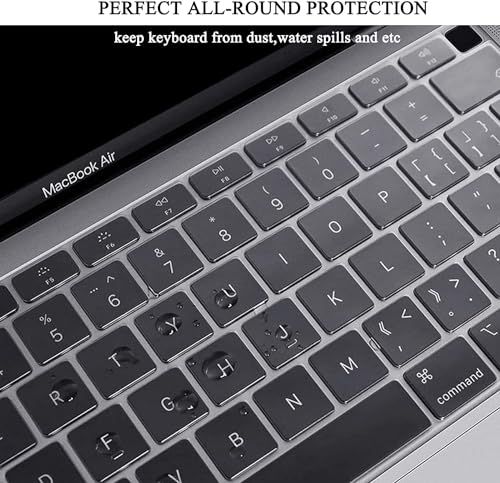 Image of EooCoo Case Compatible for MacBook Air 13.3 inch M1 2021-2018 Release,A2337 A2179 A1932 with Retina Display Touch ID,M1 Air 13 Plastic Hard Shell Cover&TPU Keyboard Skin&Screen Protector - Matte Black