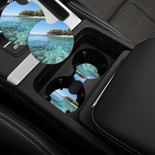 Île Fidji Et Mer Claire sous Verres Voiture 2 Pièces Universels Dessous Porte-Gobelet Dessous De Verre pour Bureau Maison Hommes 6.9Cm