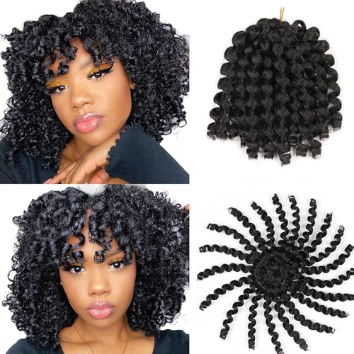 Xtrend 8 pouces 3 paquets Jumpy Wand Curl Braids Cheveux 20 brins/pack 75g Synthétique jamaïcain rebond Crochet Braids Extensions de cheveux pour les femmes...