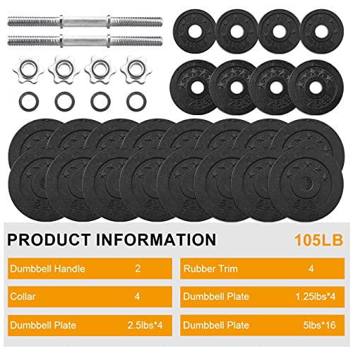 Unipack One Set of 2x52.5Lbs Adjustable Weight Dumbbell Cast Iron Total 105Lbs - Thumbnail 3
