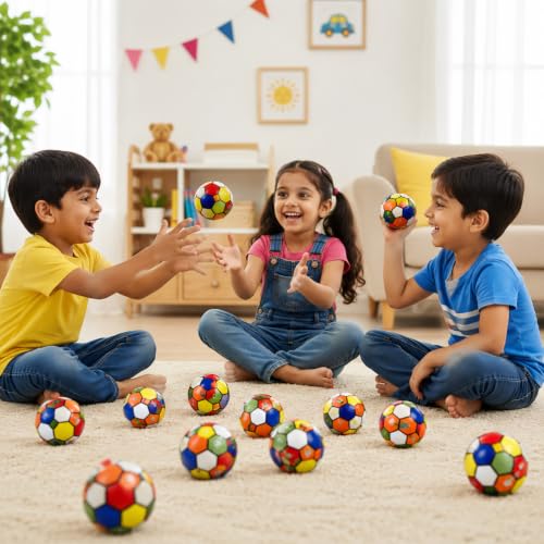 Image of Asera 12 Pcs Soft Foam Sponge Rainbow Balls for Kids | Lightweight High Bounce Colorful Play Ball | Birthday Return Gifts, Party Favors, Indoor & Outdoor Fun