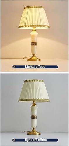 Miniatura 6 de NOLLAM Lámparas de Mesa Lámpara de mesa de latón chino Lámpara tradicional de mesita de noche Lámpara de noche Jade para dormitorio, sala de estar,