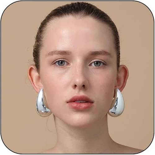Extra Large Big Drop Earrings for Women, Oversized Chunky Gold Hoop Earrings Lightweight Hypoallergenic Gold Plated Earring Fashion Jewelry