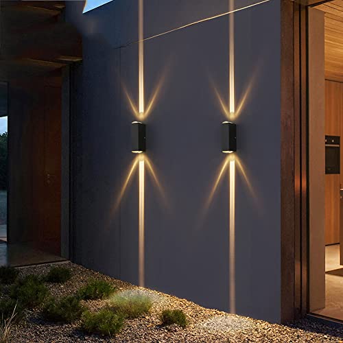 Éclairage extérieur pour garage et entrée avec lanterne murale noire mate et LED intégrée