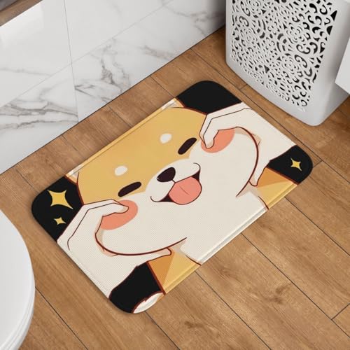 玄関マット 柴犬 かわいい 犬柄 ドアマット 室内 屋外 バスマット おしゃれ 泥落とし 洗える 滑り止め 足拭きマット 浴室 台所 寝室 業務用 四季通用 60cm×40cm