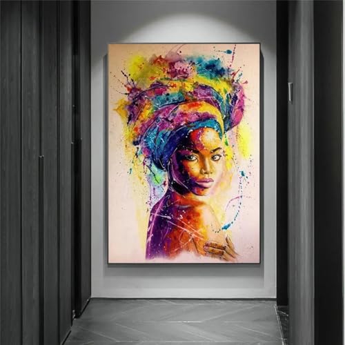 Affiche fille africaine pop art pour grand salon moderne et decoration murale