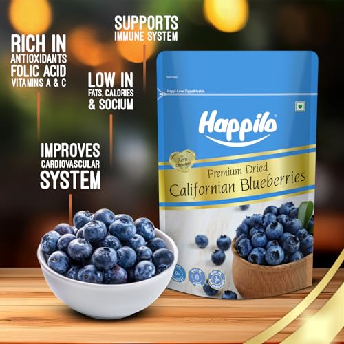 Image of Happilo Premium Dried Californian Blueberries 150g (Pack Of 3), Naturally Sweet, Rich in Antioxidants, Vitamins and Fiber, Everyday Snacking