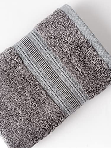 Image of DDECOR - Pack of 1 Ecofriendly 650 GSM Solid Cotton Bamboo Hand Towel, Grey