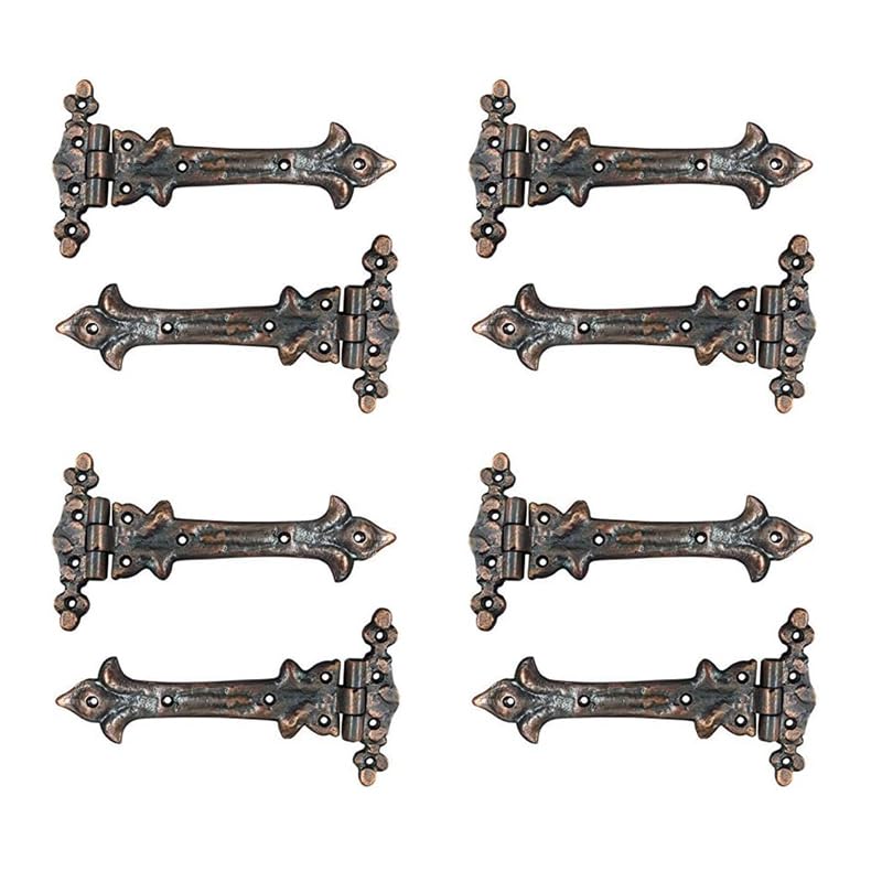 Image of Adonai Hardware Adonijah Antique Cast Iron Strap T Hinge (7.9 inch x 8 Pack, Antique Copper) for Barn Doors, Gates, Kitchen Cabinets, Sheds, Wooden Box, Furniture, Cedar Chest and Trunks
