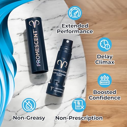 promescent desensitizing delay spray for men clinically proven to help you last longer in bed - better maximized sensation  prolong climax for him 26 ml