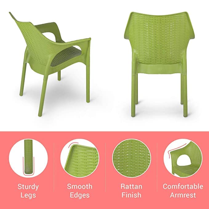 Image of Supreme Cambridge Heavy Plastic Chair Chair for Indoor and Outdoor Use(Colour: Mehandi Green; Set of 2 Chairs)