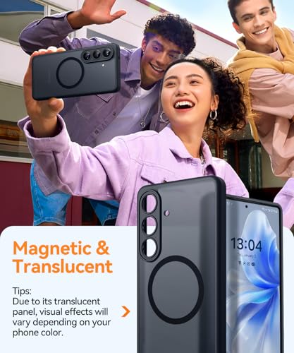 Image of CANSHN Designed for Samsung Galaxy S26 Case (6.3 inch), Upgraded [Full Camera Protection] [Compatible with Magsafe] [Translucent Matte] Shockproof Protective Phone Cover, Black