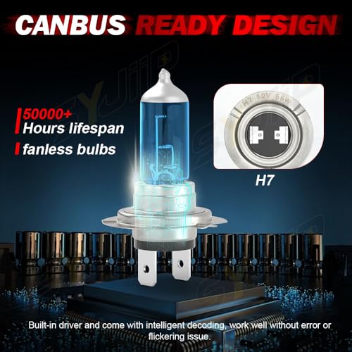Image of Upgraded Halogen Headlight Bulbs Compatible for Ram ProMaster 1500 2500 3500 2014 2015 2016 2017 2018 2019 2020 2021 2022, H7 High Low Beam Lights, 6000K White, 300% Brightness, Plug n Play, 4 PCS