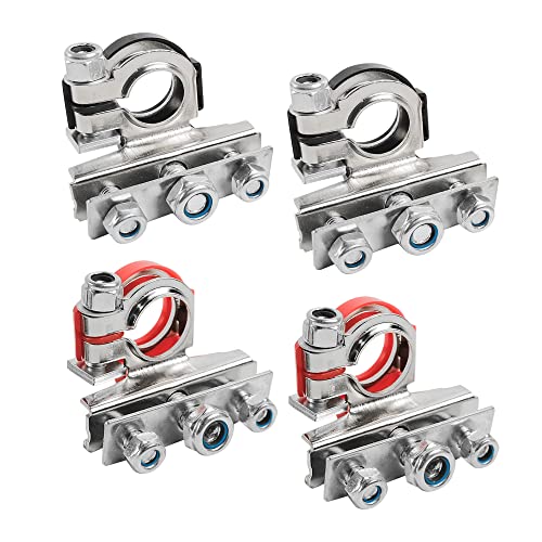 AZKEEGREY 4 Pcs Car Battery Terminals Connectors, Battery Clamps 12V 3-Way Battery Terminals,Quick Release Leisure Battery Connectors for Car,Caravan,Motorhome Battery Terminal Pair