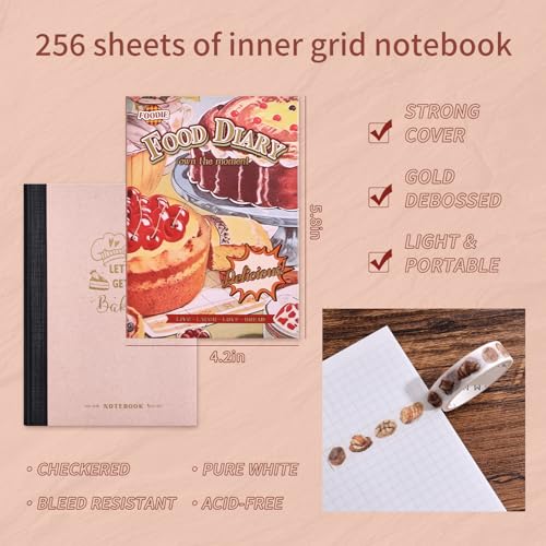 Image of Scrapbooking Supplies Kit, Vintage Culinary Aesthetic Scrapbook Kit for Bullet Junk Journal, Gourmet DIY Journaling Supplies with Recipe, Dessert, Kitchen, Cafe Elements, Unique Gift for Teens & Women