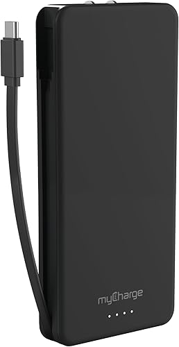 myCharge Cargador portátil Power + Plug USB C Dual Power Bank con batería interna de 20,000 mAh, cable integrado, puerto adicional, enchufe de pared