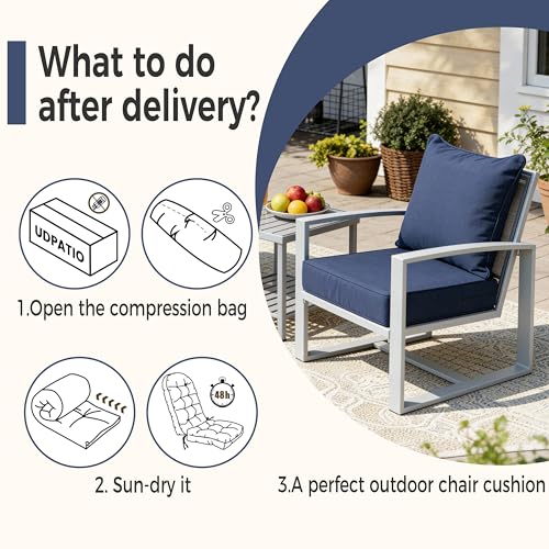 Image of Art Leon Patio Chair Cushions 22 x 24 Outdoor Seat Cushions 28D High Density Foam Patio Chair Cushion with Non-Slip Backing Waterproof Outdoor Seat Cushion for Patio Furniture Porch Swing Navy Blue