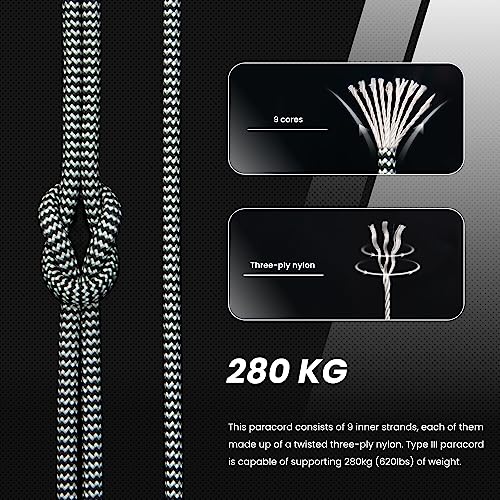 Abma Cord Paracord 620 lbs 4mm 9 Strands 100% Nylon 30M - Zebra, Shockwave-zebra, 30 Meters - Image 3
