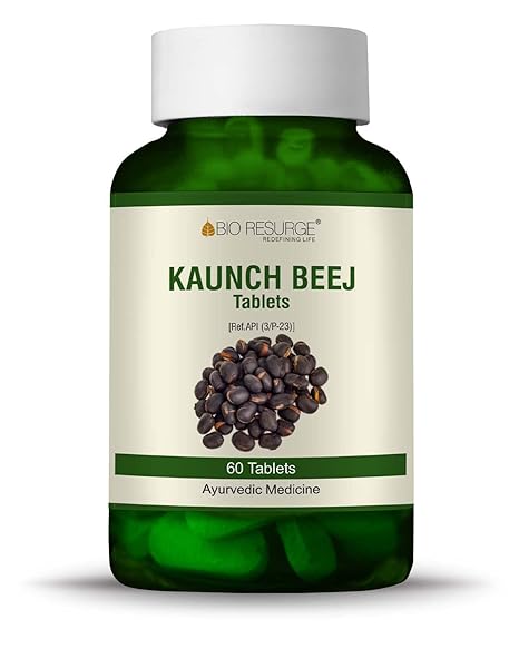 Bio Resurge Kaunch Beej | konch beej tablet made only with kaunch beej | kala koch ke beej | mucuna pruriens | 750 mg (60 tablets)