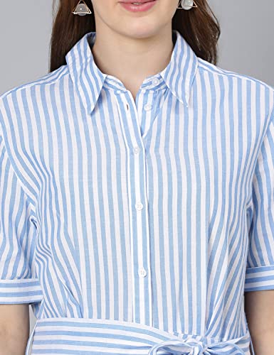 Image of oxolloxo Women Cotton Half Sleeves Shirt Style Party Dress