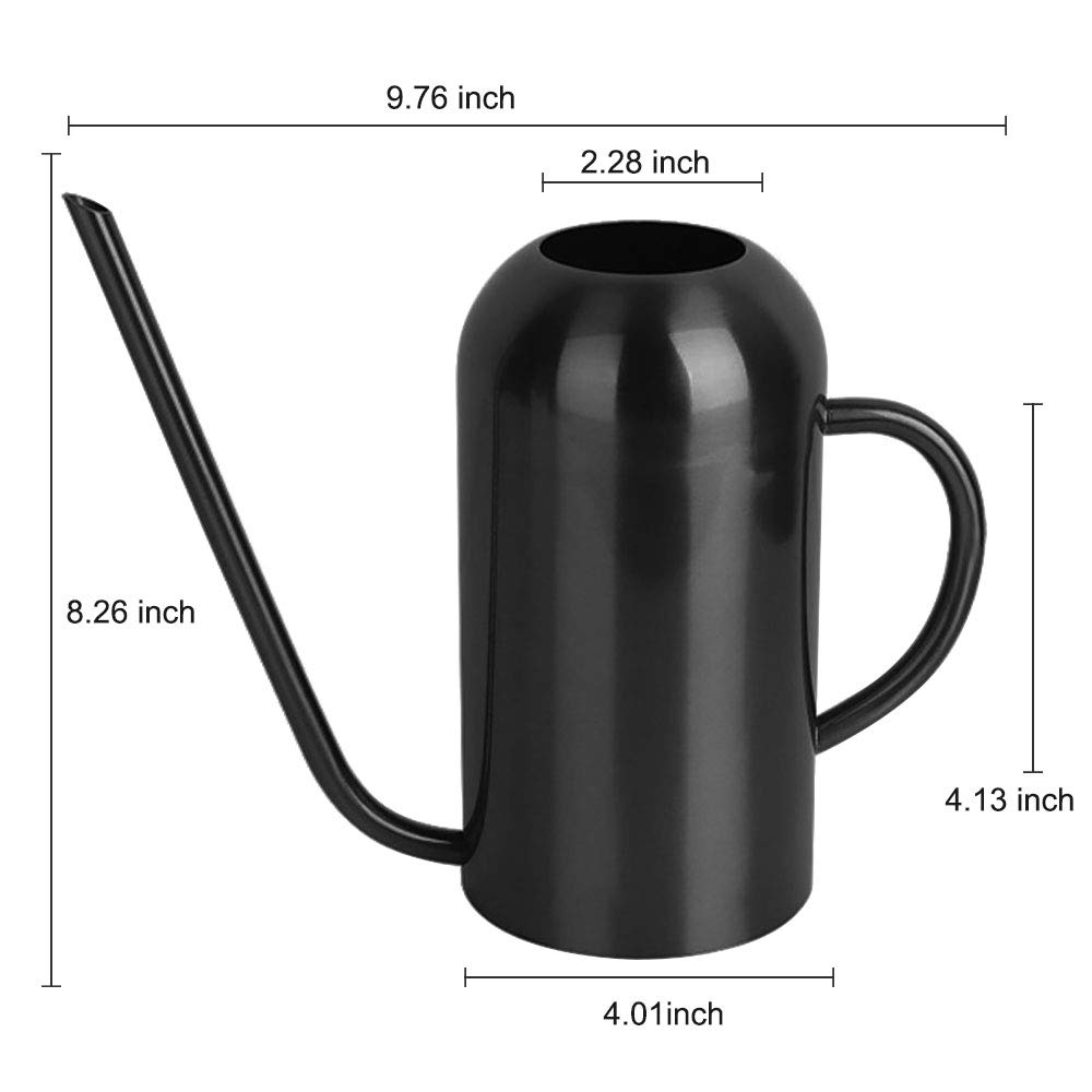 Konewka do roślin domowych, 1500 ml, metalowa konewka ze stali nierdzewnej, doniczka z długą wylewką, do roślin domowych, bonsai, do ogrodu, na zewnątrz, kwiat dekoracyjny (czarny)
