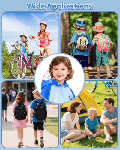 Image of ANYCHO Raincoat for Kids 3-7 Years with Wide Brim & Backpack Space, Knee-Length EVA Kids Raincoat for Boys with Safe Reflective Strips