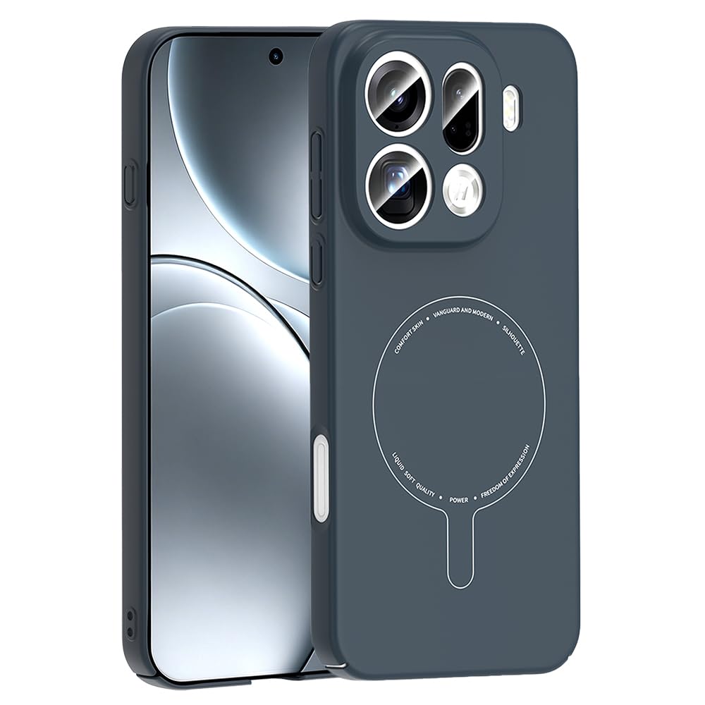 Zore Oppo ile uyumlu Find X9 Pro Kılıf M-Safe Şarj Özellikli Kamera Korumalı Zore Elio Sert PC Kapak Lacivert