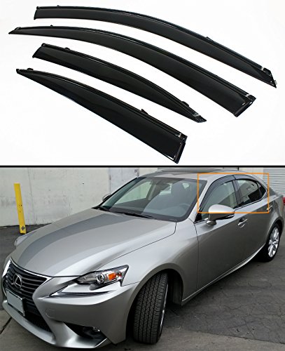 Cuztom Tuning Fits for 2014-2019 Lexus IS250/350/200T VIP Clip-on JDM Window Visor Rain Guard Deflector W/Black Trim