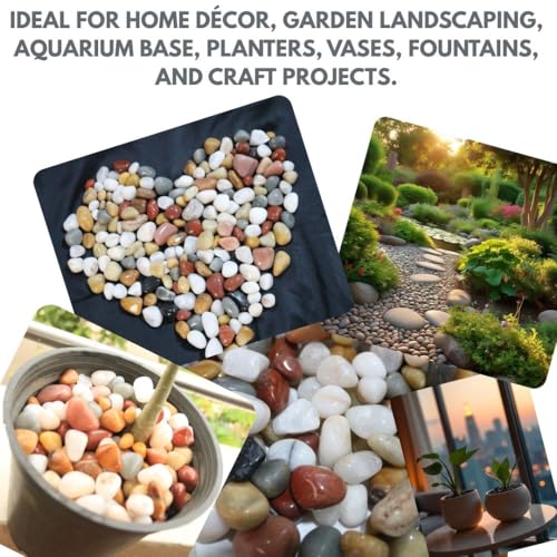 Image of Natural pebbles Polished Small, Mix Color - 975 Grams, Smooth and Round Stones, aquarium, decorative stones, Pebbles for plants pot, Garden art