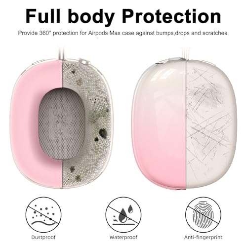 Image of Silicone Case Cover for AirPods Max 2, Clear Gradient Soft TPU Ear Cups Cover /Ear Pad Case Cover /Headband Cover for AirPods Max 2 /1 (2026 /2024 /2020), Transparent Accessories for Apple AirPod Max, Pink